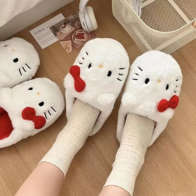 Hello Kitty Plush Slippers - Cozy Winter Gifts - Accessories - Shoes - 6 - 2024