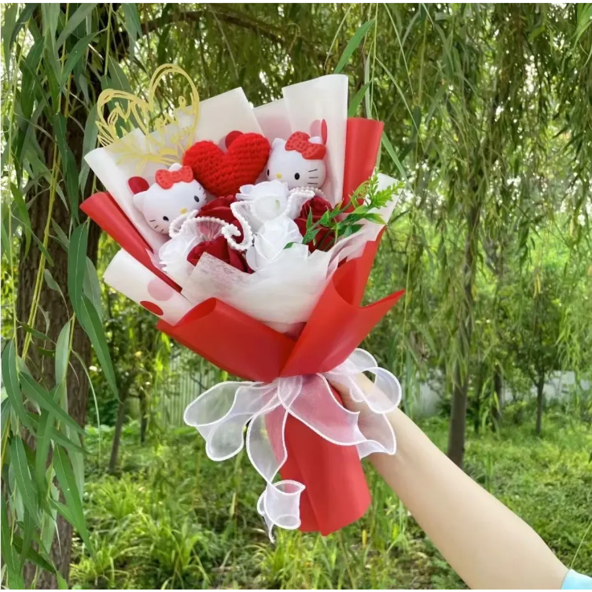 Hello Kitty Sanrio Character Bouquet – Kawaii Gift for Valentine’s Birthday - Christmas - Plushie - 10
