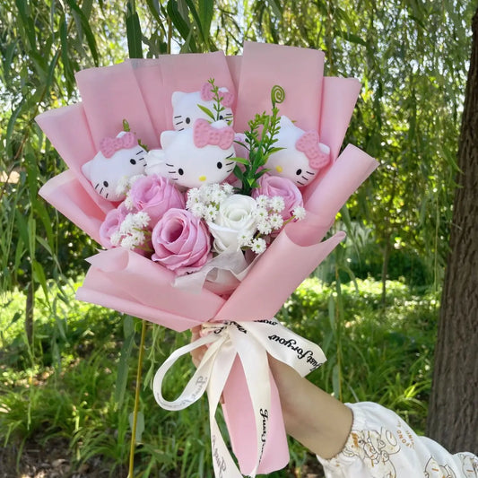 Hello Kitty Doll & Flower Bouquet – Valentine Gift for Girls - Light Pink - All Products - Stuffed Animals - 2025 - 8