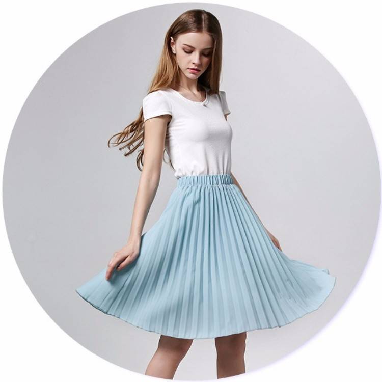 Knife-Pleated Chiffon Skirt - Light Blue / One Size - Bottoms - Skirts - 12 - 2024