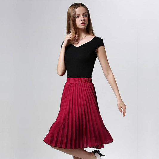 Knife-Pleated Chiffon Skirt - Bottoms - Skirts - 2 - 2024