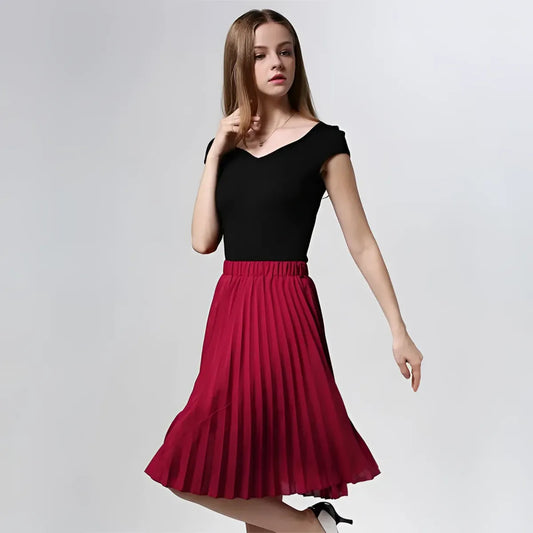 Knife-Pleated Chiffon Skirt - Bottoms - 2