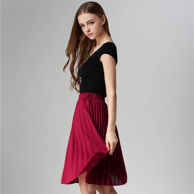 Knife-Pleated Chiffon Skirt - Bottoms - Skirts - 3 - 2024