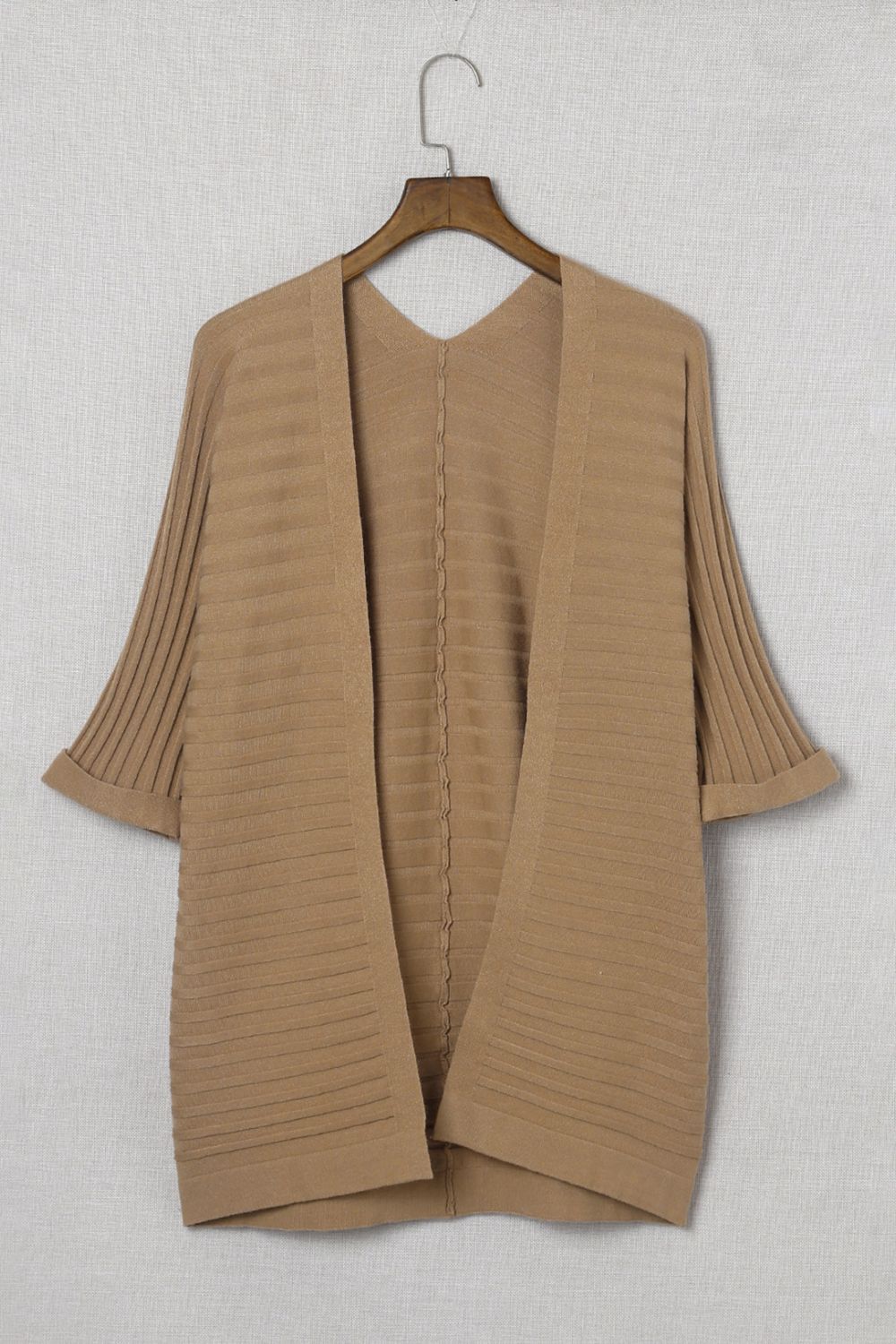 Ribbed Open Front Knit Cardigan - Brown / S - Women’s Clothing & Accessories - Shirts & Tops - 7 - 2024