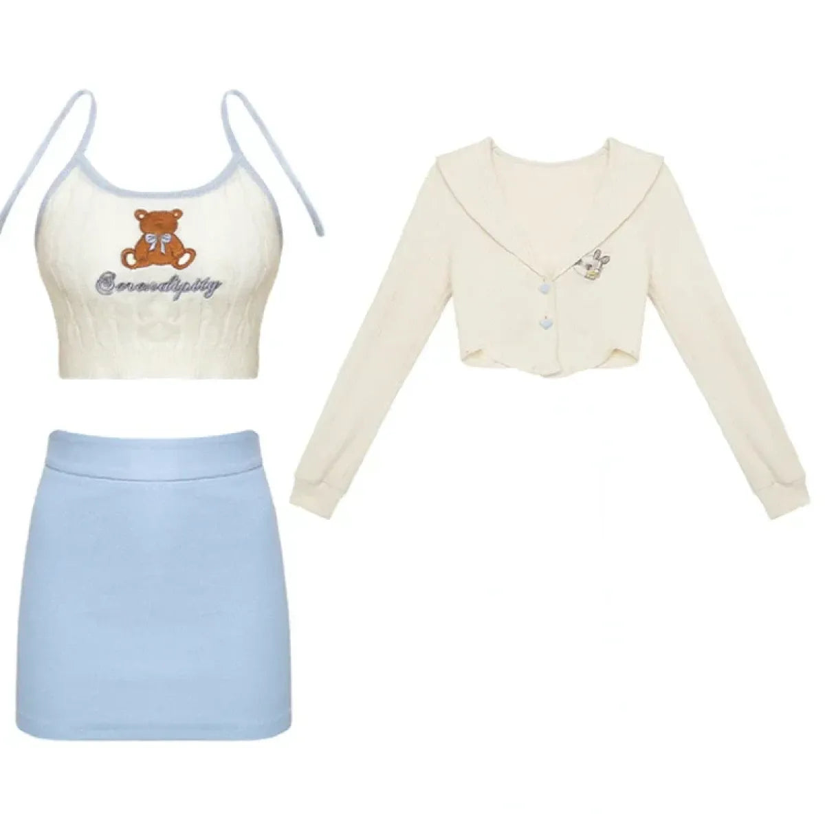 Harajuku Knit Crop Top Set - Dresses - Sets - 8