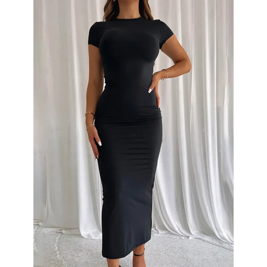 Harajuku Slim Short Sleeve Dress - All Dresses - long dress - 1