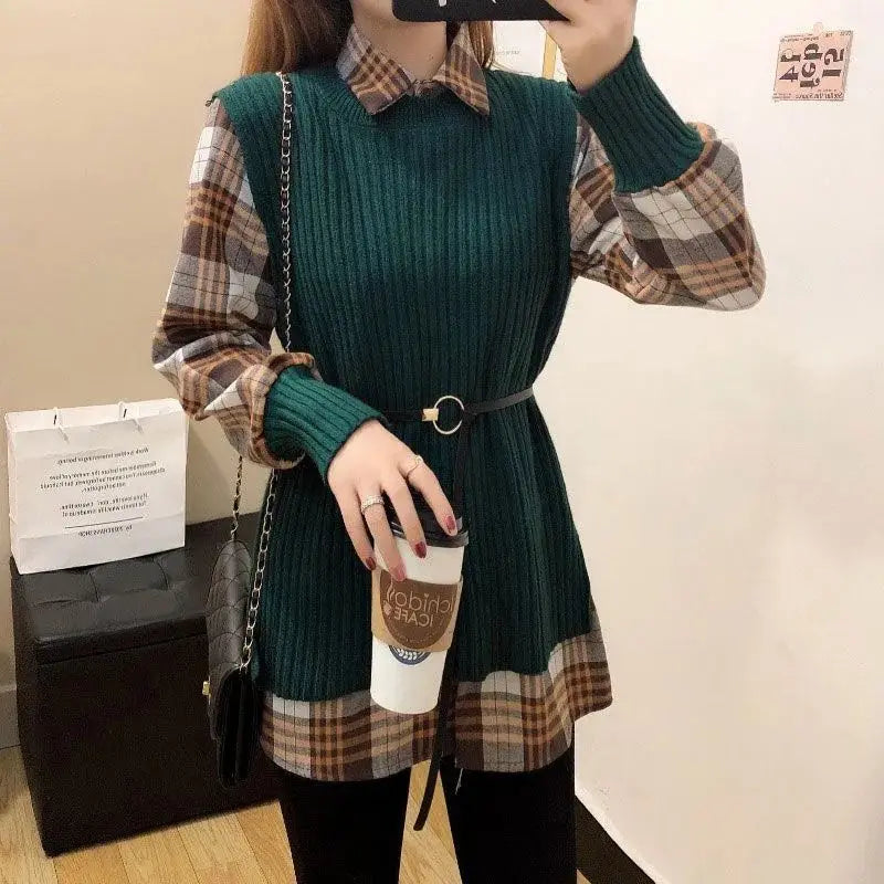 Knit Fusion Lapel Blouse - Green / XS - Women’s Clothing & Accessories - Clothing Tops - 5 - 2024