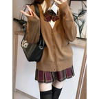 Preppy V-Neck Knit JK Cardigan Sweater - Sweaters - Cardigan - 5