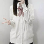 Preppy V-Neck Knit JK Cardigan Sweater - Sweaters - Cardigan - 2