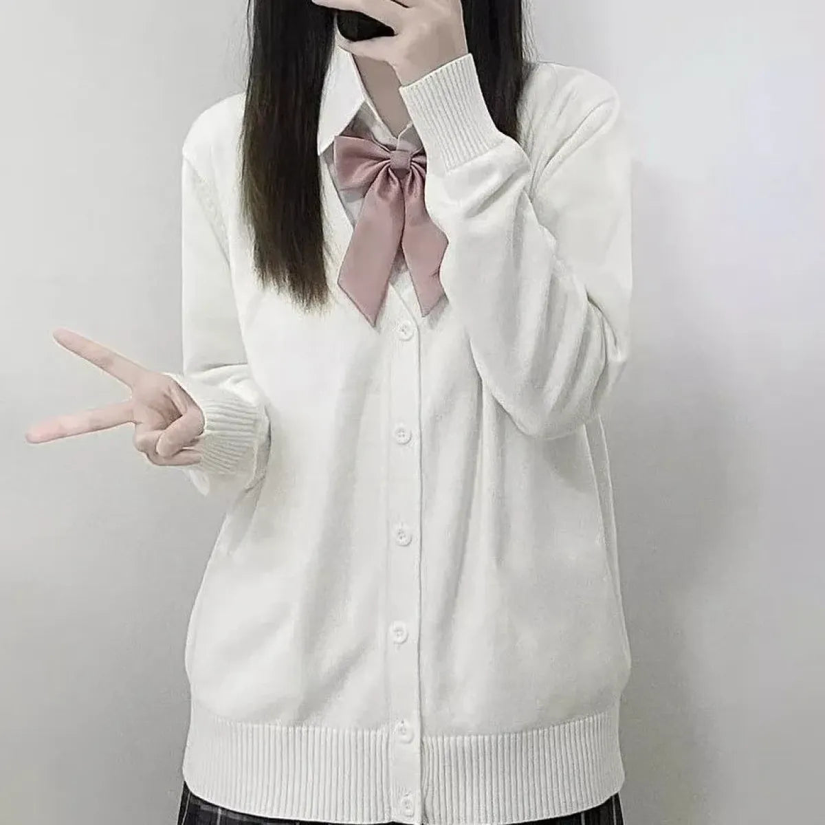 Preppy V-Neck Knit JK Cardigan Sweater - Sweaters - Cardigan - 2