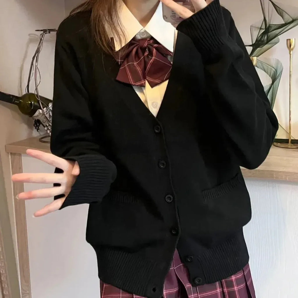 Preppy V-Neck Knit JK Cardigan Sweater - Sweaters - Cardigan - 7