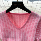 Korean Aesthetic V-Neck Knit Mini Dress - All Dresses - Mini Dress - 2