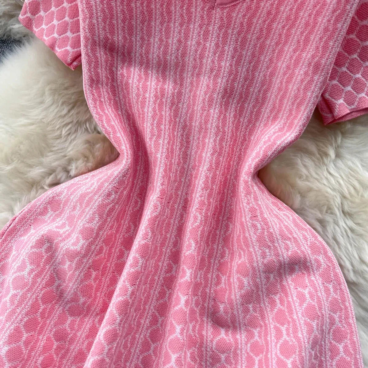 Korean Aesthetic V-Neck Knit Mini Dress - All Dresses - Mini Dress - 3