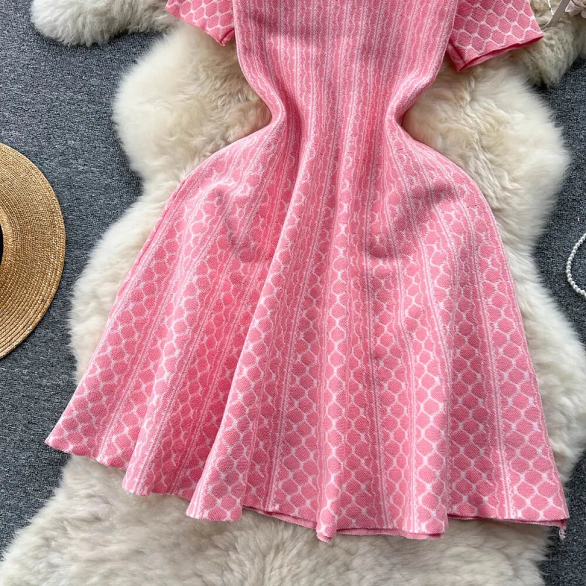 Korean Aesthetic V-Neck Knit Mini Dress - All Dresses - Mini Dress - 4