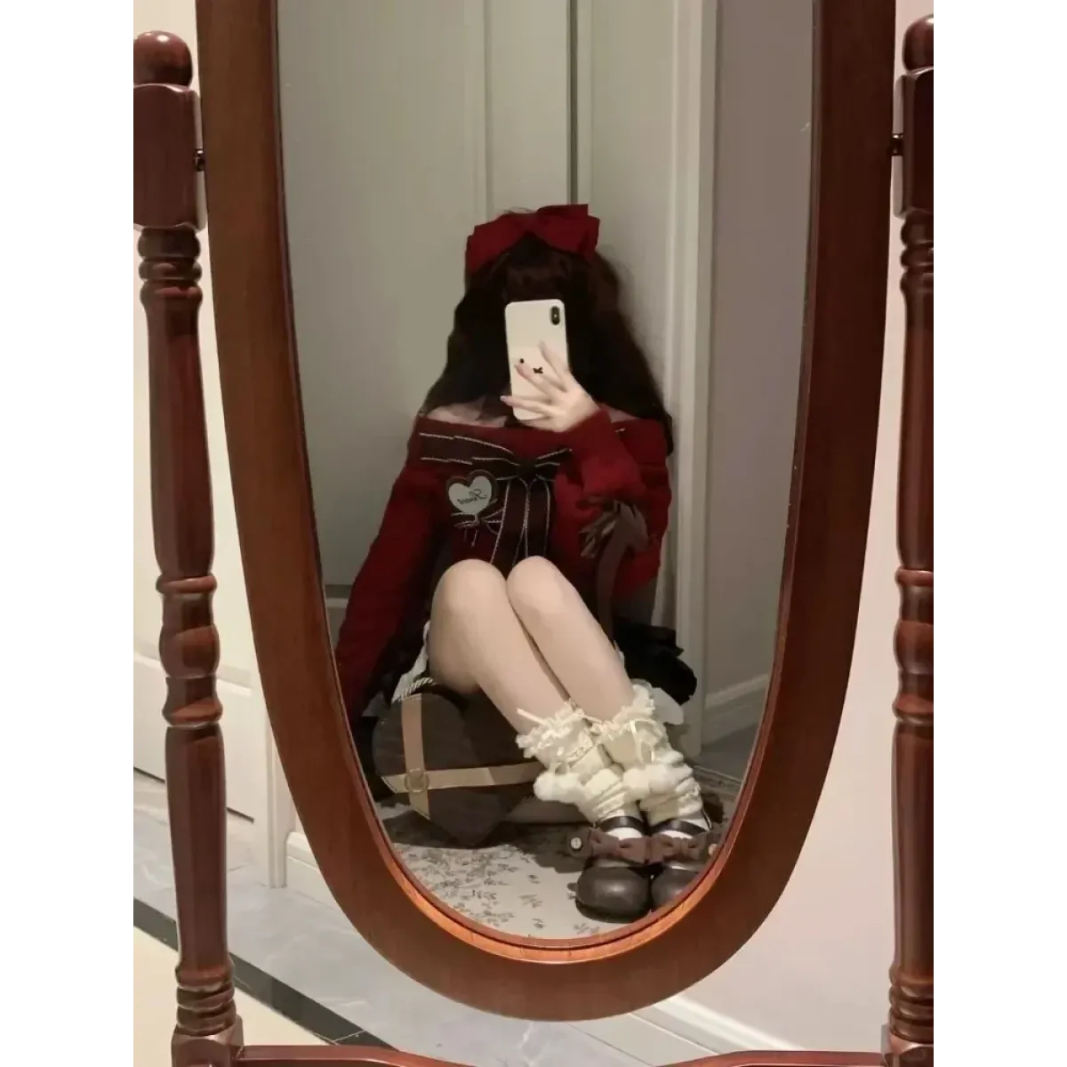 Sweet Bow Knit Pullover & Ruched Cake Skirt Set - Bottoms - Sets / Co-ords - 5