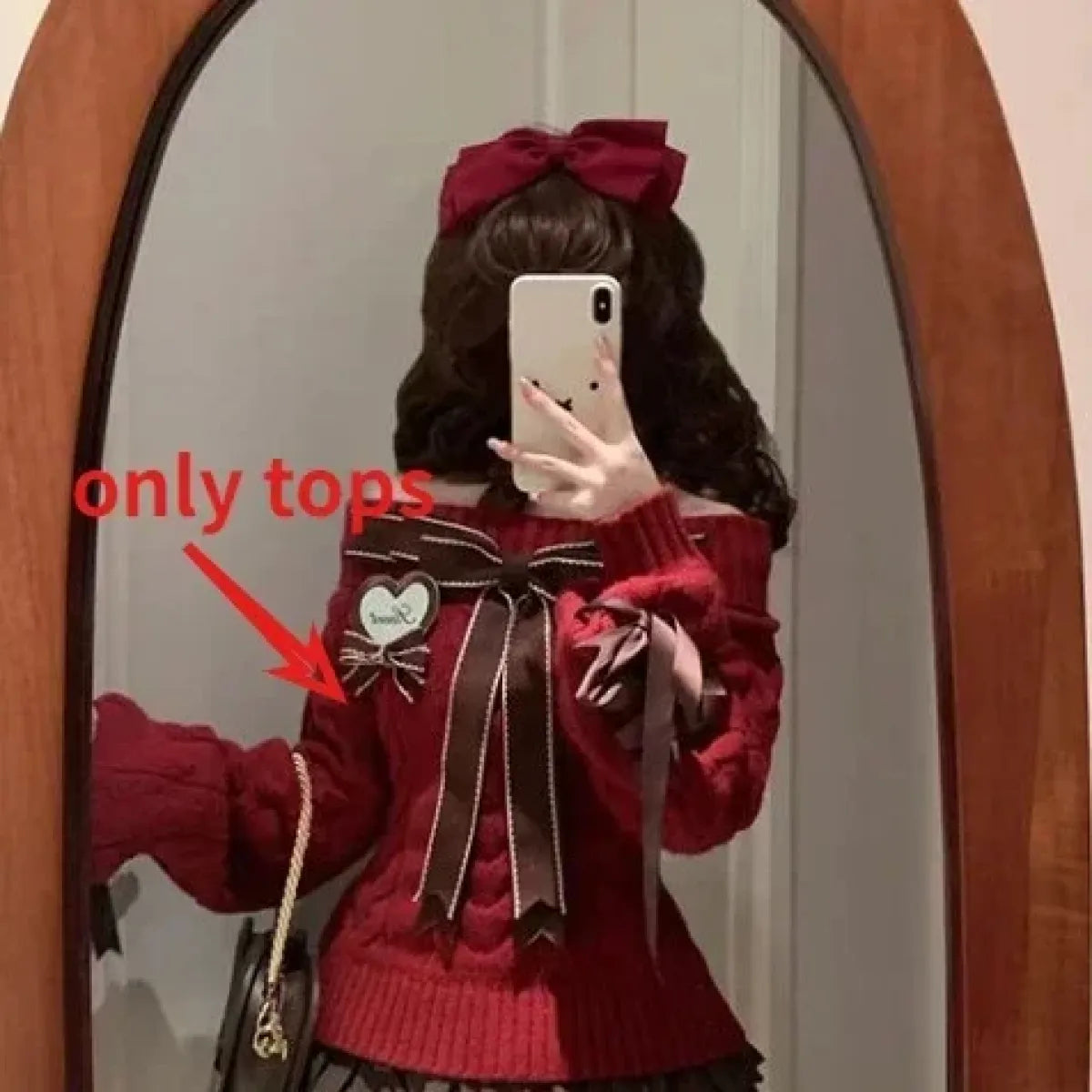 Sweet Bow Knit Pullover & Ruched Cake Skirt Set - Bottoms - Sets / Co-ords - 6