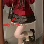 Sweet Bow Knit Pullover & Ruched Cake Skirt Set - Bottoms - Sets / Co-ords - 7