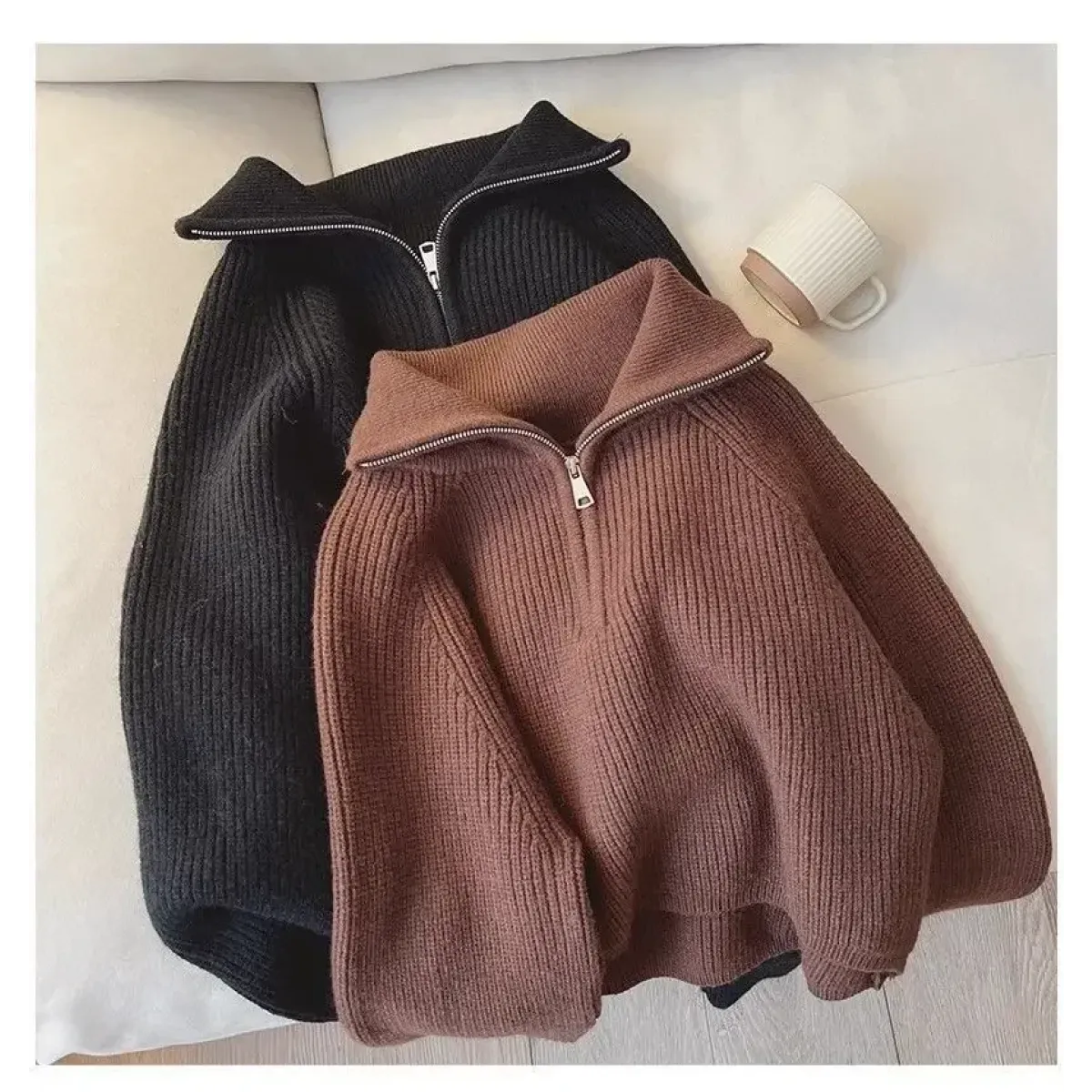 Korean Half-Zip Knit Pullover Sweater - Sweaters - Sweater / Pullover - 3