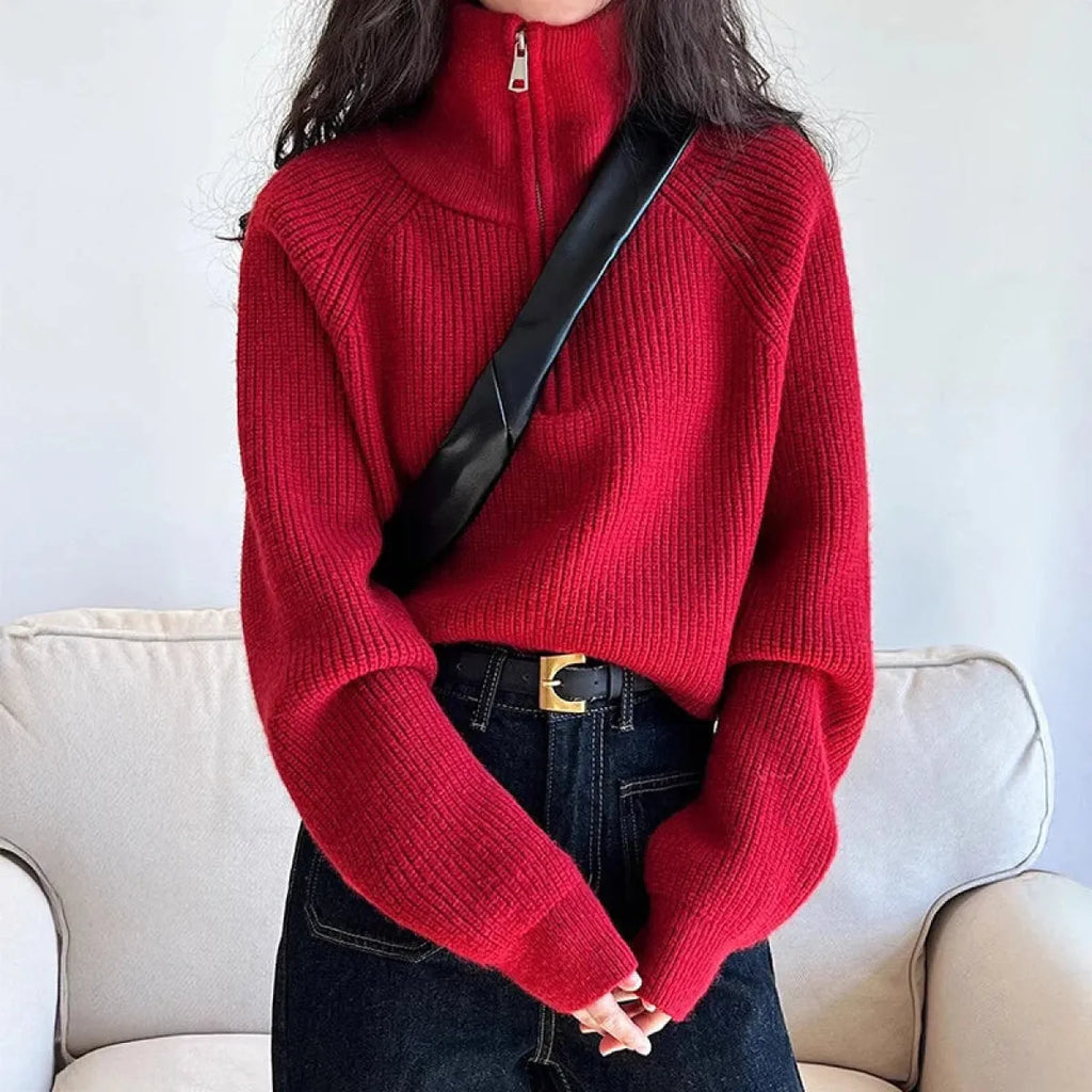 Korean Half-Zip Knit Pullover Sweater - Sweaters - Sweater / Pullover - 6
