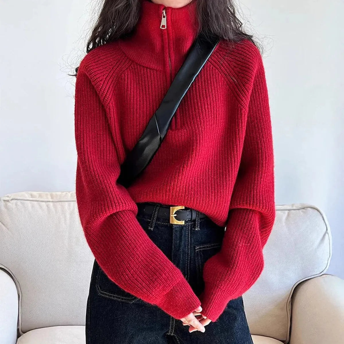 Korean Half-Zip Knit Pullover Sweater - Sweaters - Sweater / Pullover - 6