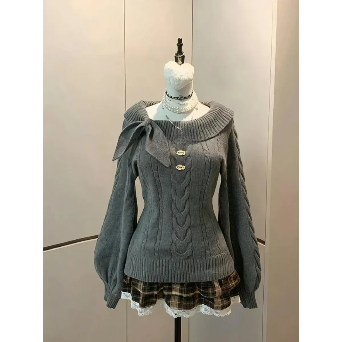 Sweet Bow Lace Knit Pullover Sweater - Sweaters - Sweater / Pullover - 6