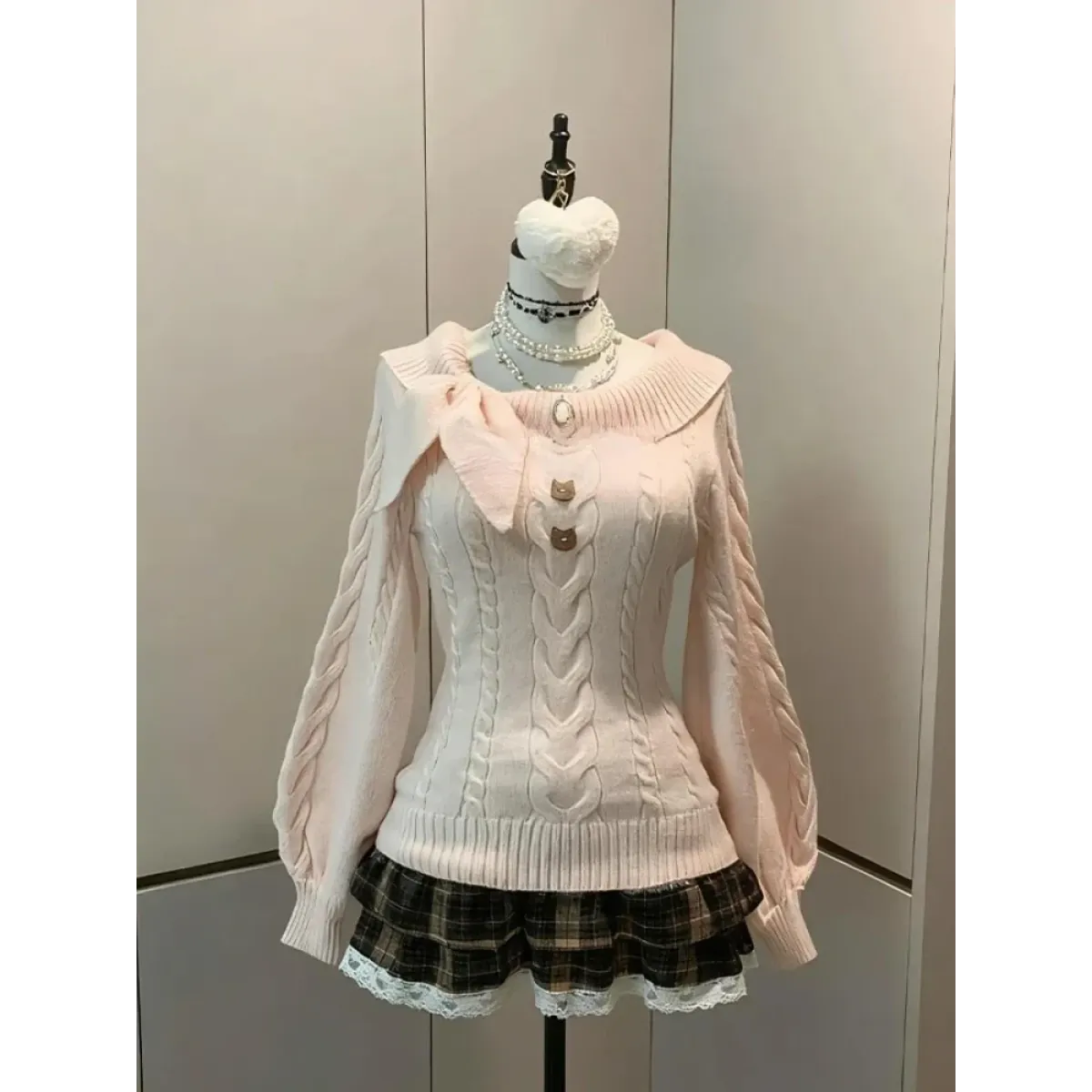 Sweet Bow Lace Knit Pullover Sweater - Sweaters - Sweater / Pullover - 9