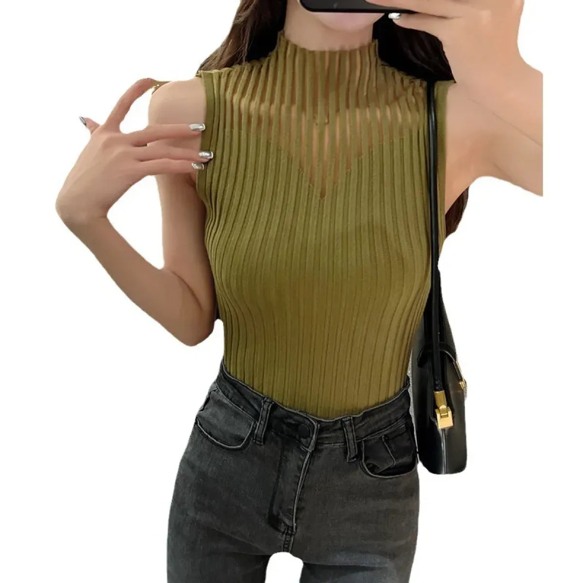 Hollow Out Knit Tank Top – Y2K Club Vest - Women’s Clothing & Accessories - Tank Top / Cami - 5