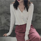 Women’s Knitted Cropped Cardigan - Women’s Clothing & Accessories - 1