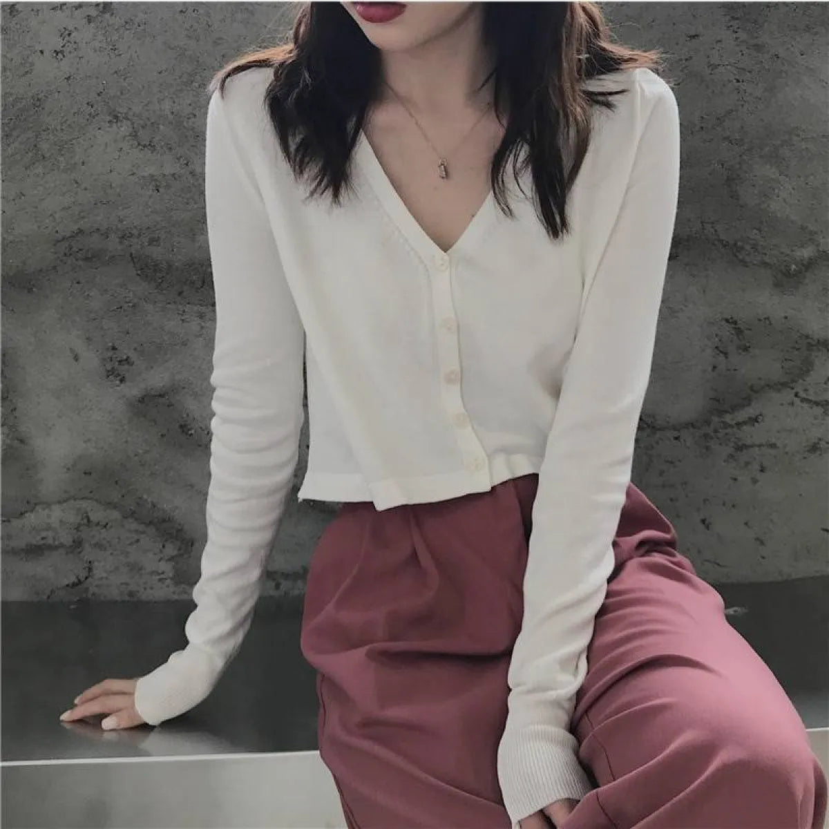 Women’s Knitted Cropped Cardigan - Women’s Clothing & Accessories - 1