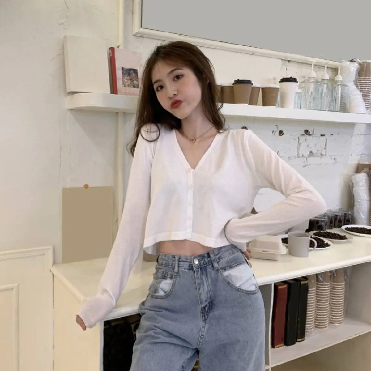 Women’s Knitted Cropped Cardigan - Women’s Clothing & Accessories - 7