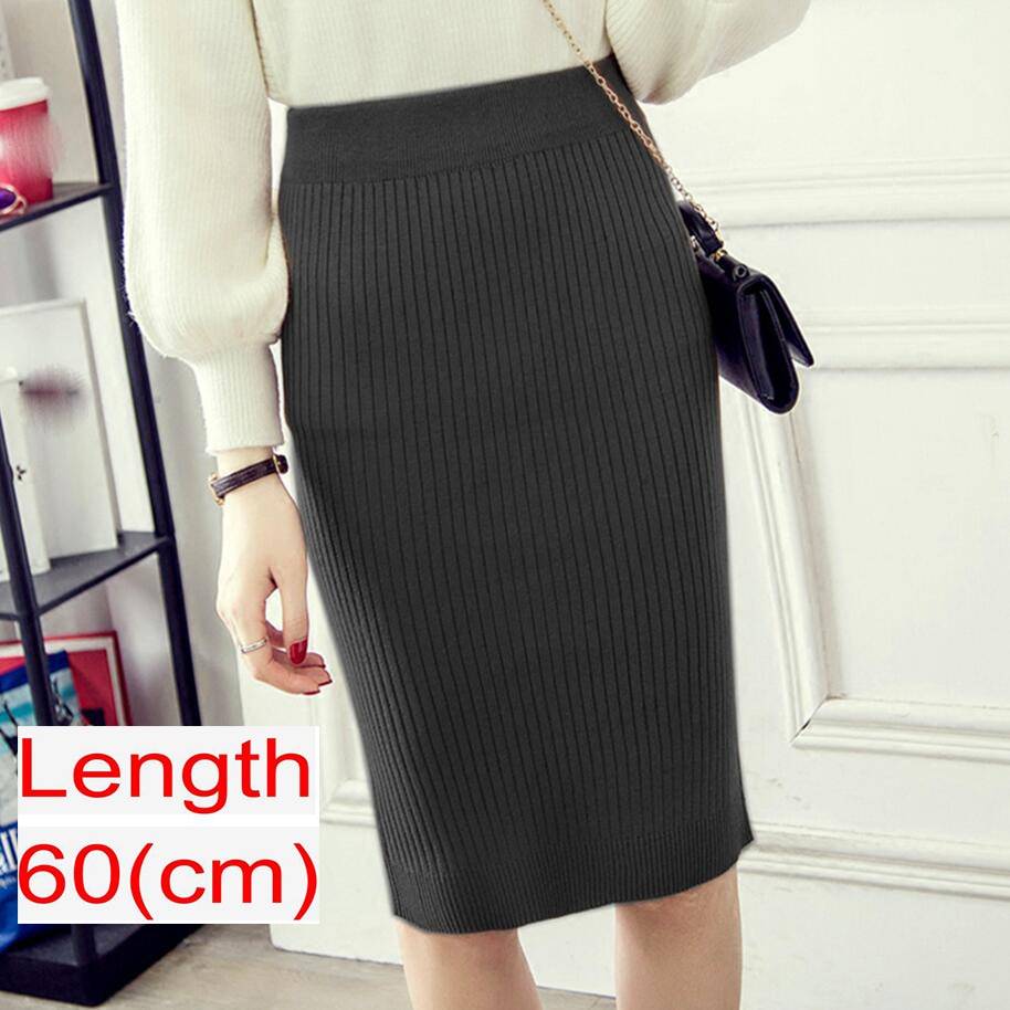 Knitted Pencil Skirt - Gray / 60 cm / 23.6 inch / L - Bottoms - Shirts & Tops - 19 - 2024