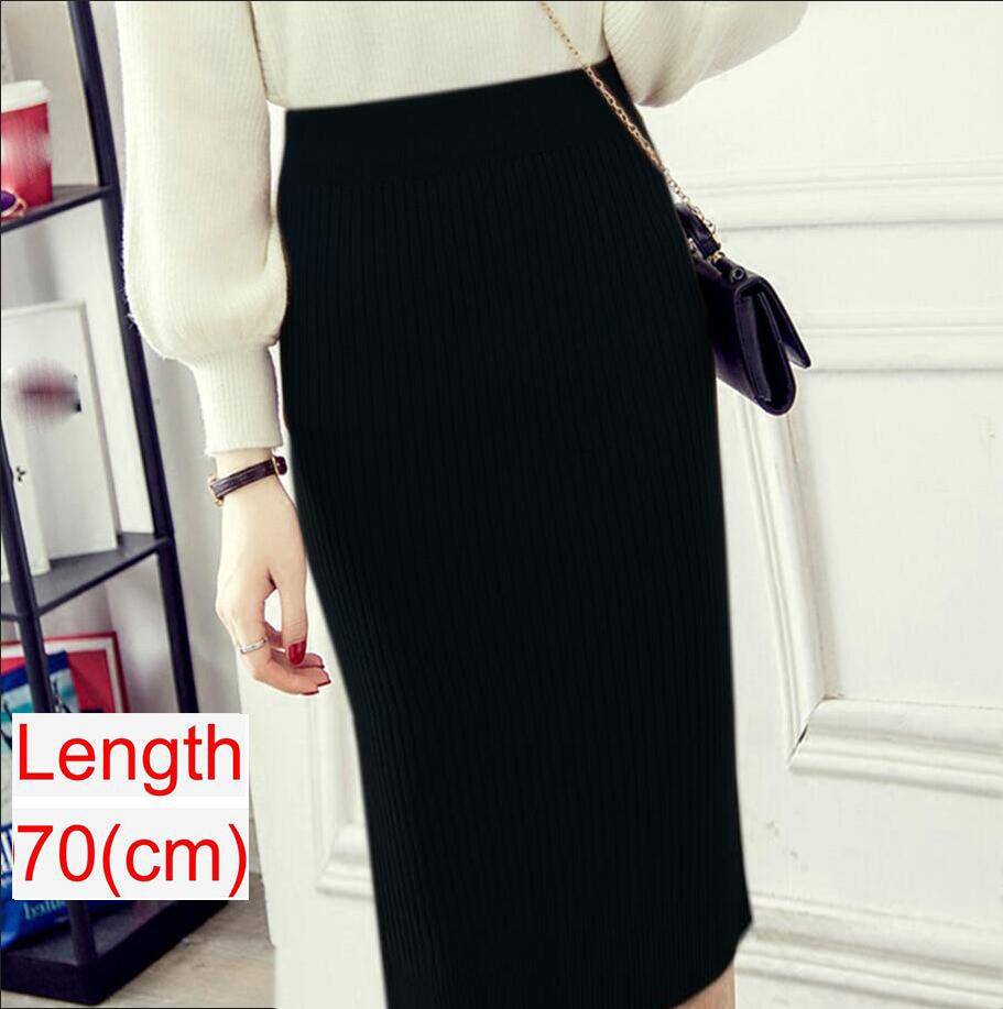 Knitted Pencil Skirt - Black / 70 cm / 27.5 inch / L - Bottoms - Shirts & Tops - 22 - 2024