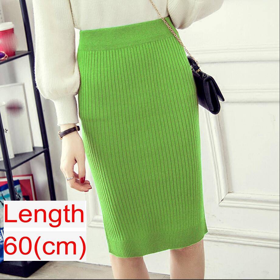 Knitted Pencil Skirt - Army Green / 60 cm / 23.6 inch / L - Bottoms - Shirts & Tops - 24 - 2024