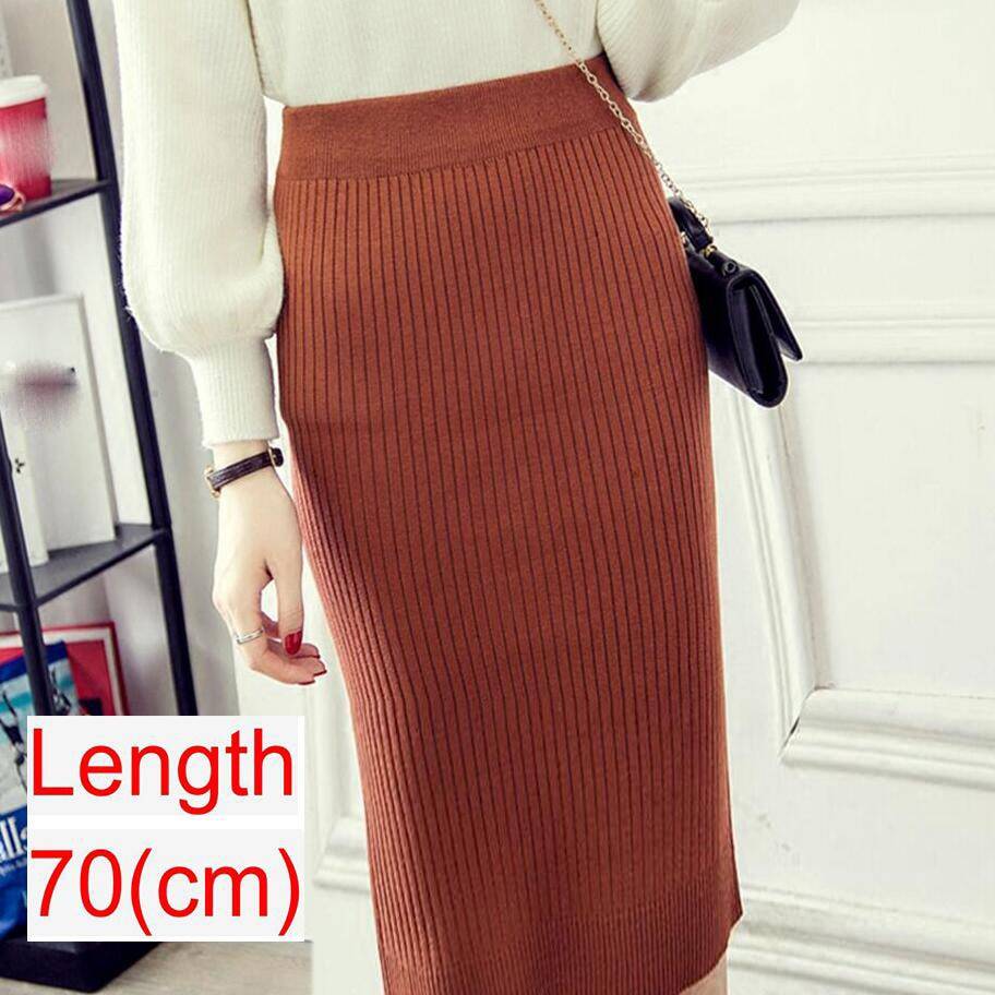 Knitted Pencil Skirt - Brick Red / 70 cm / 27.5 inch / L - Bottoms - Shirts & Tops - 27 - 2024