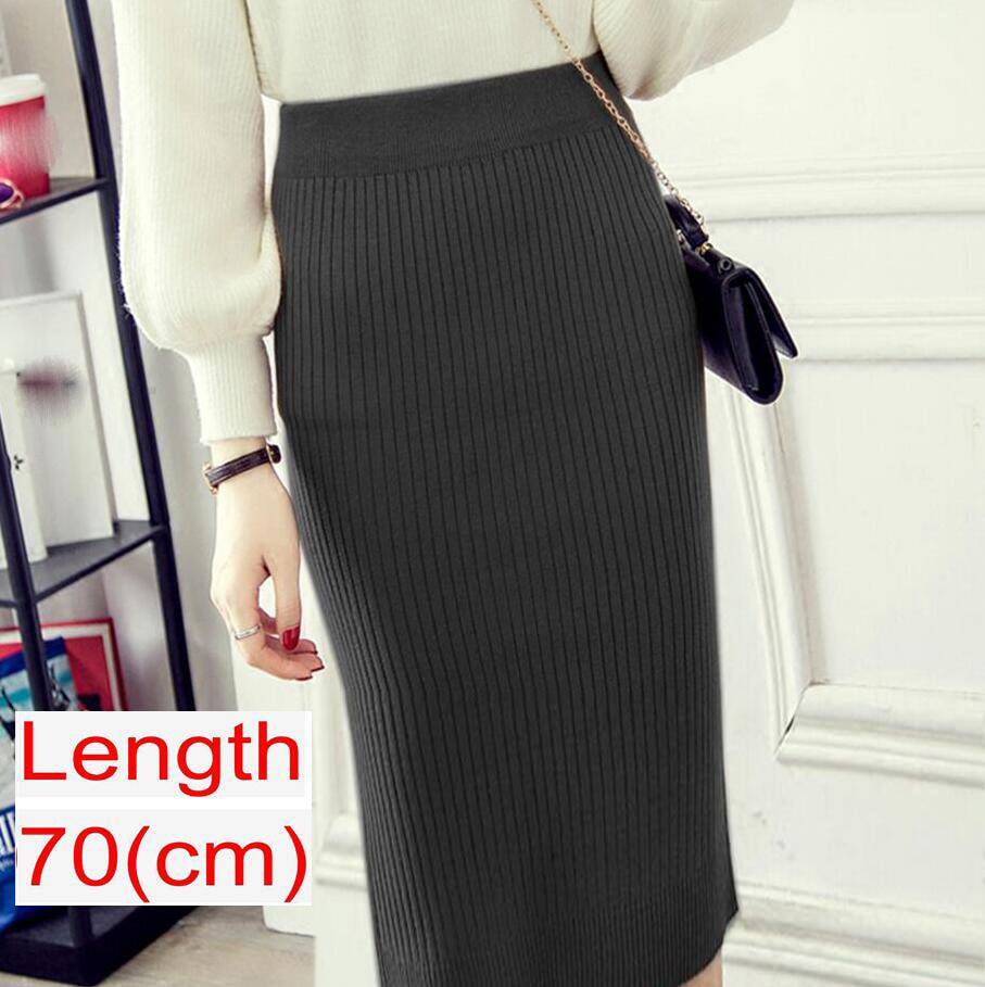 Knitted Pencil Skirt - Gray / 70 cm / 27.5 inch / L - Bottoms - Shirts & Tops - 28 - 2024