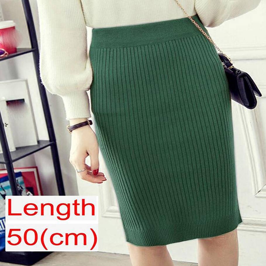 Knitted Pencil Skirt - Green / 50 cm / 19.7 inch / L - Bottoms - Shirts & Tops - 31 - 2024