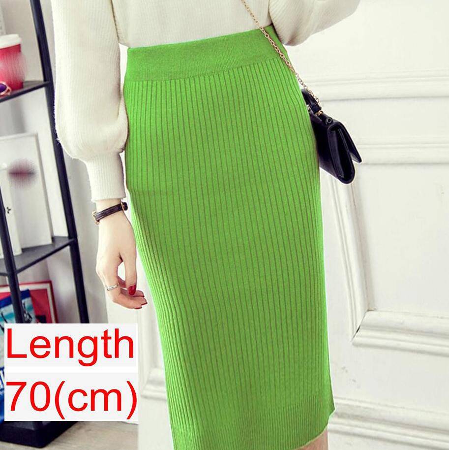 Knitted Pencil Skirt - Army Green / 70 cm / 27.5 inch / L - Bottoms - Shirts & Tops - 41 - 2024