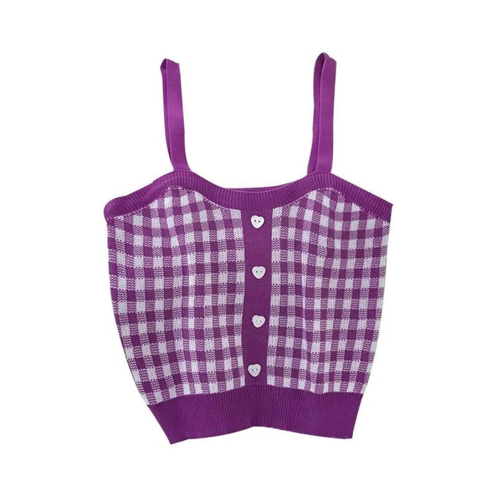 Knitted Plaid Crop Top - Women’s Clothing & Accessories - 1