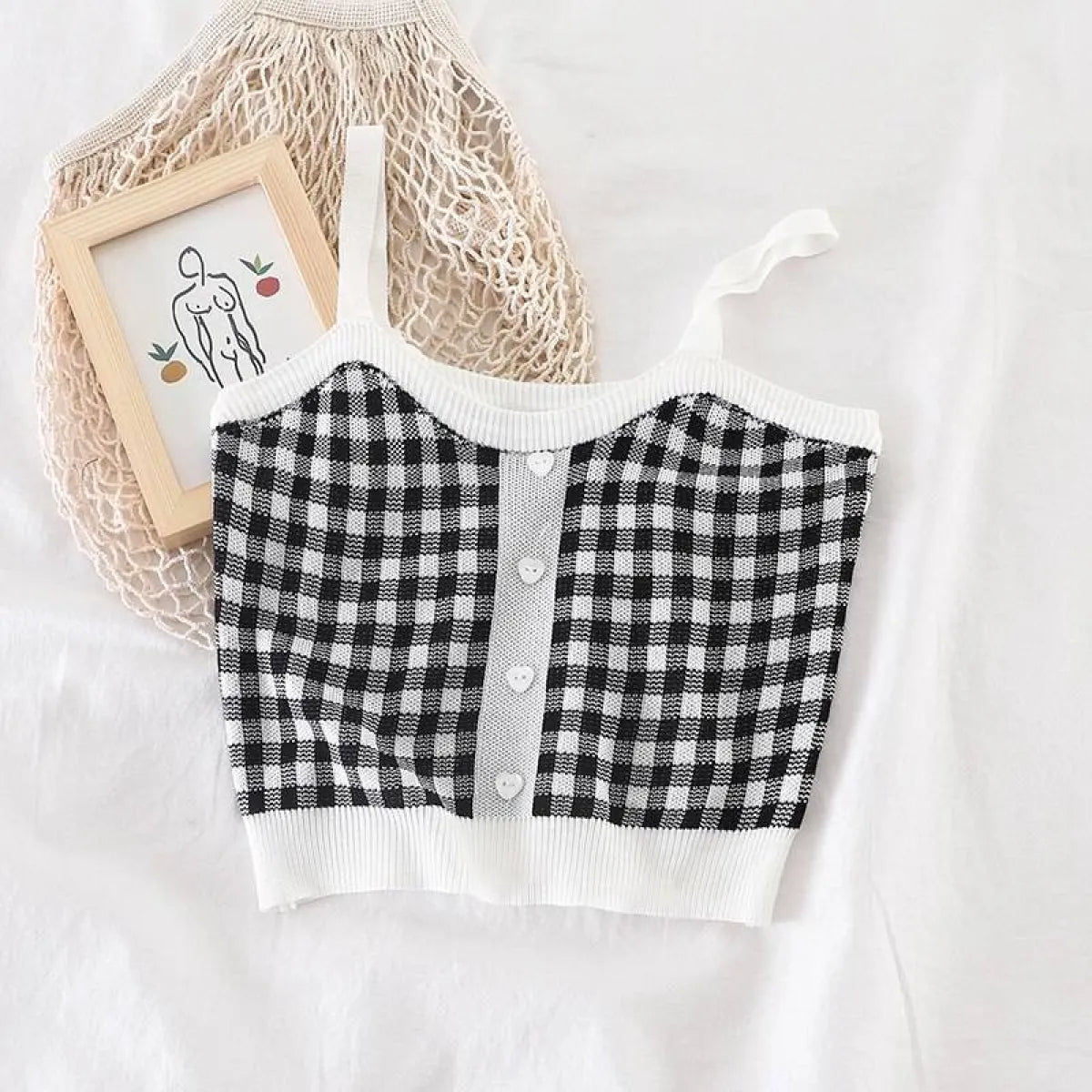 Knitted Plaid Crop Top - Best Sellers - 16