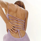 Backless Lace-Up Knitted Sweater Dress - All Dresses - 6