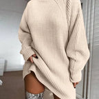V Neck Ruffle Knitted Sweater Dress - All Dresses - 14