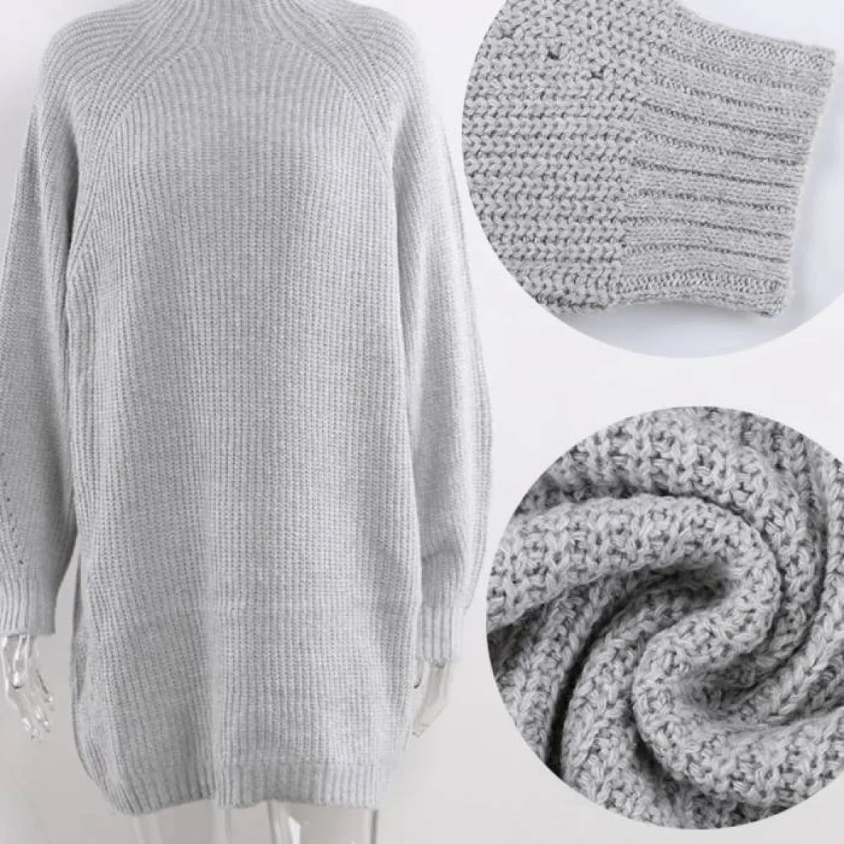 V Neck Ruffle Knitted Sweater Dress - All Dresses - 6