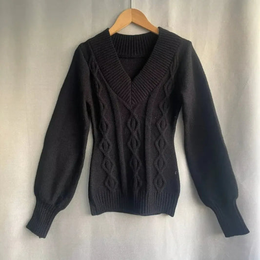 Elegant V-Neck Knitted Sweater - Sweaters - Sweaters - 5