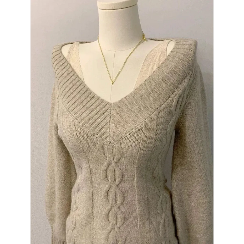 Elegant V-Neck Knitted Sweater - Sweaters - Sweaters - 6