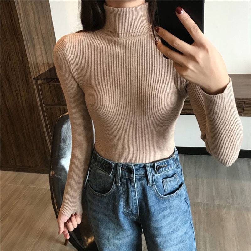 Thick Knitted Sweater - Khaki / One Size - Sweaters - Shirts & Tops - 24 - 2024