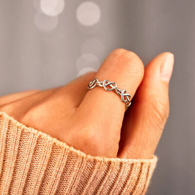 Knotted Hearts 925 Sterling Silver Open Ring - Silver / 7 - Women’s Jewelry - Rings - 4 - 2024