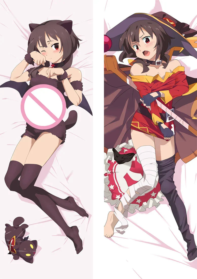 Konosuba Dakimakura - Yunyun Eris Megumin Cartoon Anime Pillowcase - Megumin-Pants-99021 / 34x100cm 2way - Anime