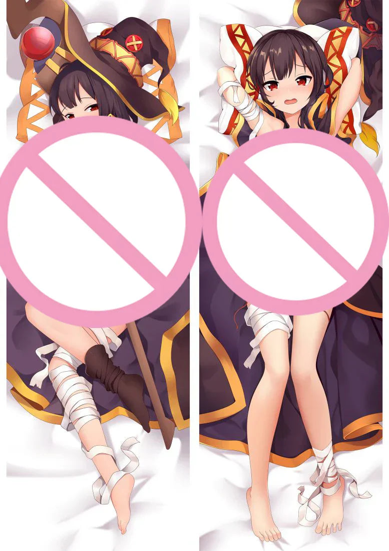 Konosuba Dakimakura - Yunyun Eris Megumin Cartoon Anime Pillowcase - Megumin-Bare-810091 / 34x100cm 2way - Anime