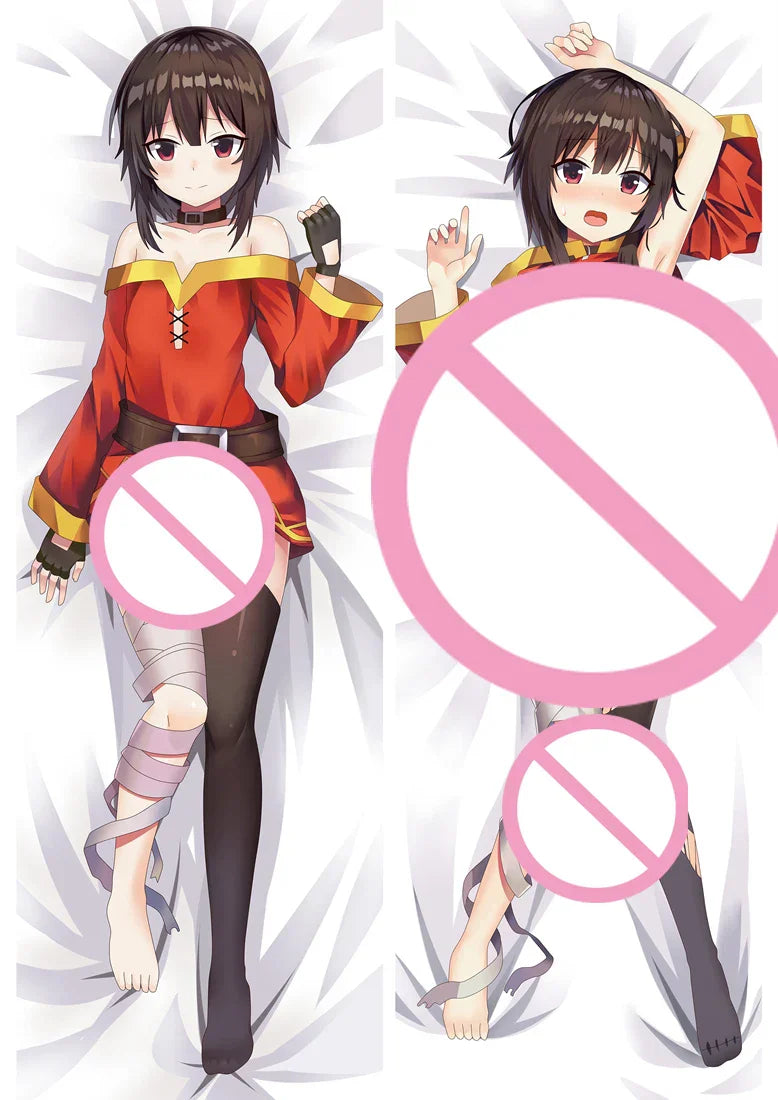 Konosuba Dakimakura - Yunyun Eris Megumin Cartoon Anime Pillowcase - Megumin-Bare-85085 / 34x100cm 2way - Anime