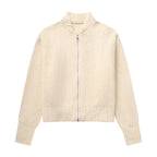 Grey Knit Zip-Up Cardigan – Korean Autumn Layer - Sweaters - Sweaters - 4